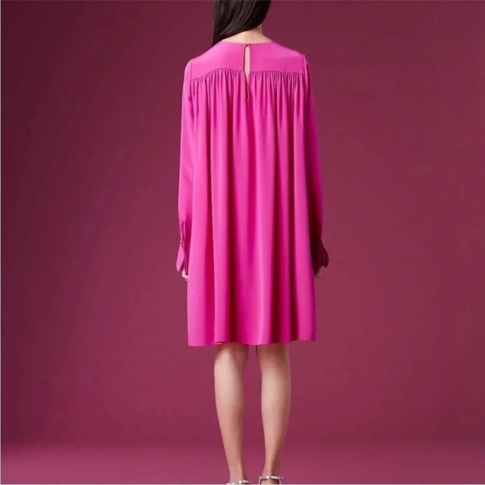 Diane von furstenberg DVF Ribbon Silk Swing Pleated Shift Pink Dress Chic Size 0 - Picture 4 of 12